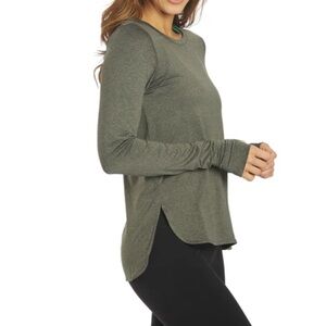 Varley Kearney Split Hem Top, Grey/Green, Sz XS EUC